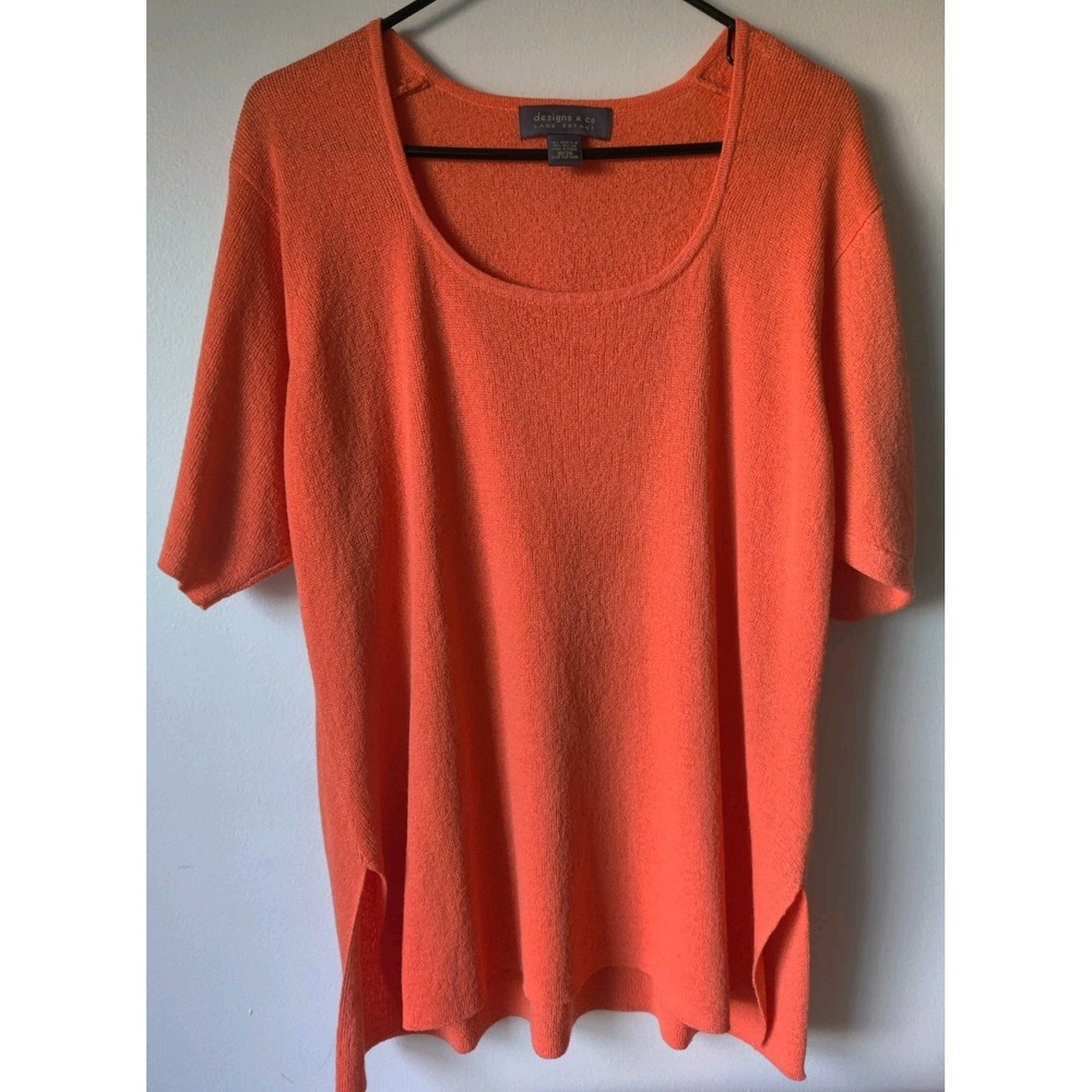 Lane Bryant Design & Co Orange Short Sleeve Scoop Neck Sweater Size 18/20